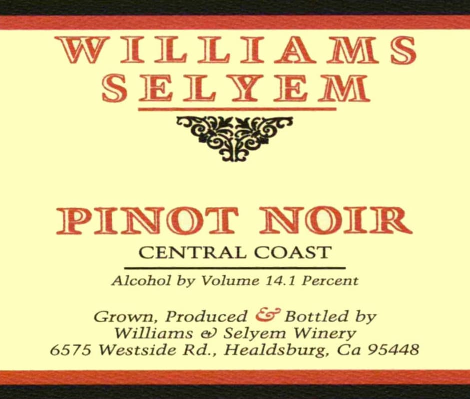 Williams Selyem Central Coast Pinot Noir 2003 Front Label