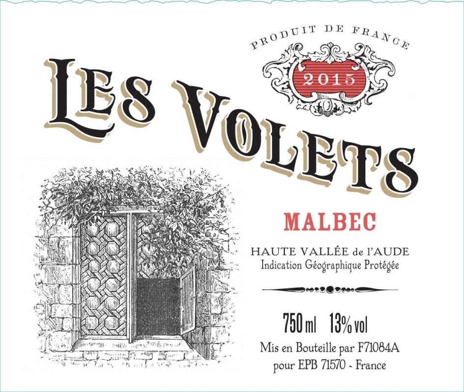 Boutinot Les Volets Malbec 2015 Front Label