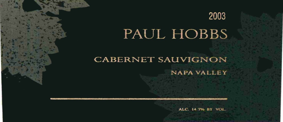 Paul Hobbs Napa Valley Cabernet Sauvignon 2003 Front Label