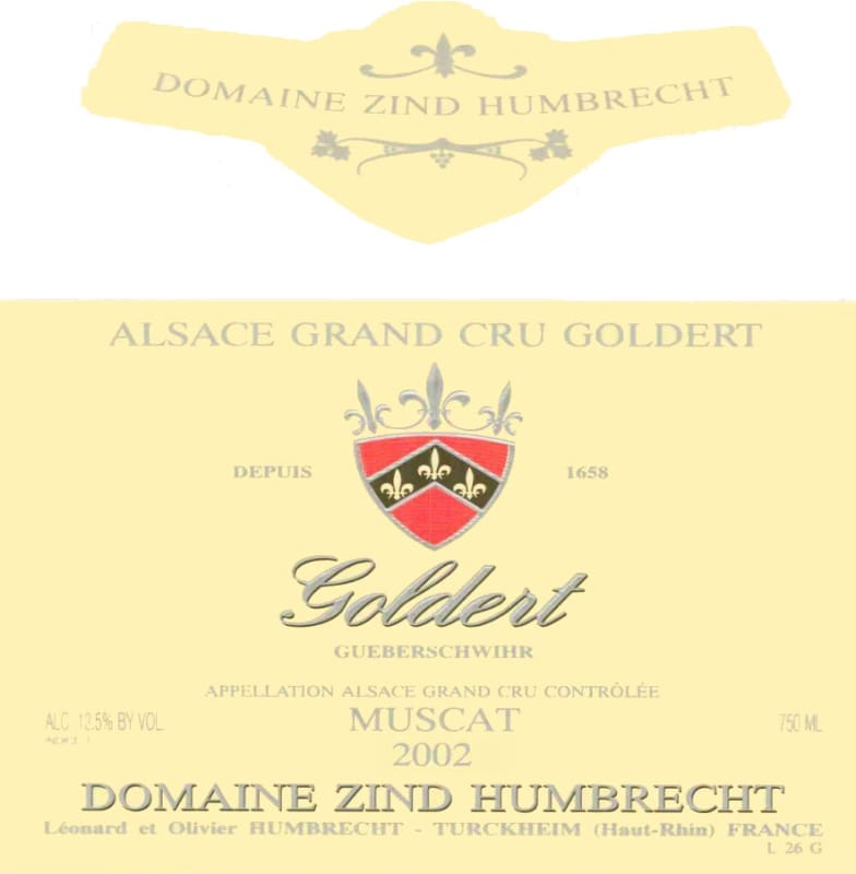 Zind-Humbrecht Goldert Muscat 2002 Front Label