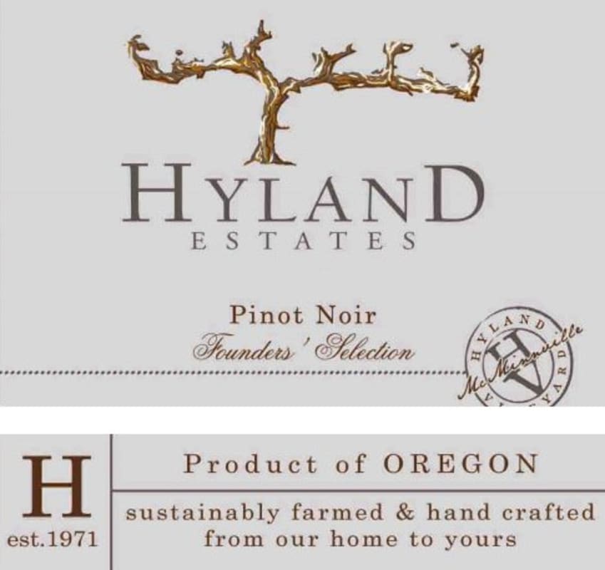 Hyland Estates Founder's Selection Pinot Noir 2012 Front Label