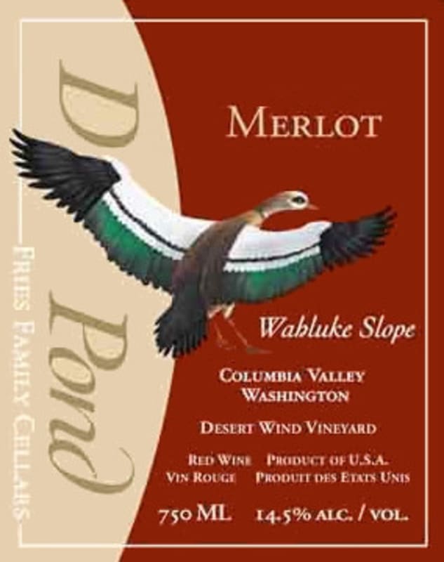 Duck Pond Desert Wind Vineyard Merlot 2010 Front Label