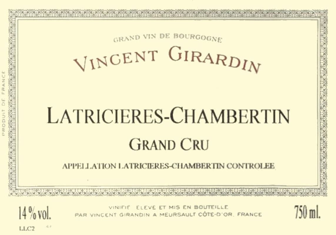 Vincent Girardin Latricieres-Chambertin Grand Cru 2007 Front Label