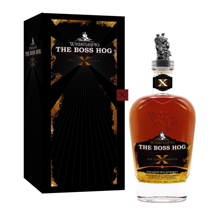 WhistlePig The Boss Hog X: The Commandments Straight Rye Whiskey with Gift Box Front Bottle Shot