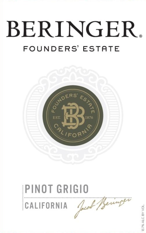 Beringer Founders' Estate Pinot Grigio 2012 Front Label