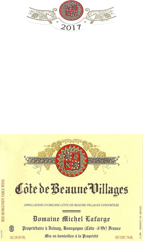 Domaine Michel Lafarge Cote de Beaune Villages 2017 Front Label