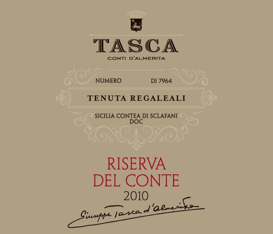Regaleali Contea di Sclafani Riserva del Conte 2010 Front Label