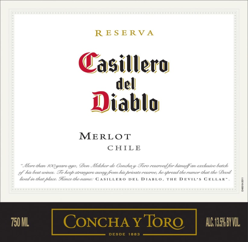 Casillero del Diablo Reserva Merlot 2016 Front Label