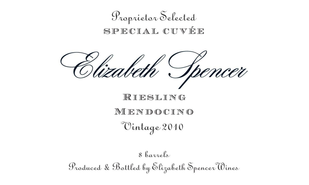 Elizabeth Spencer Riesling 2010 Front Label