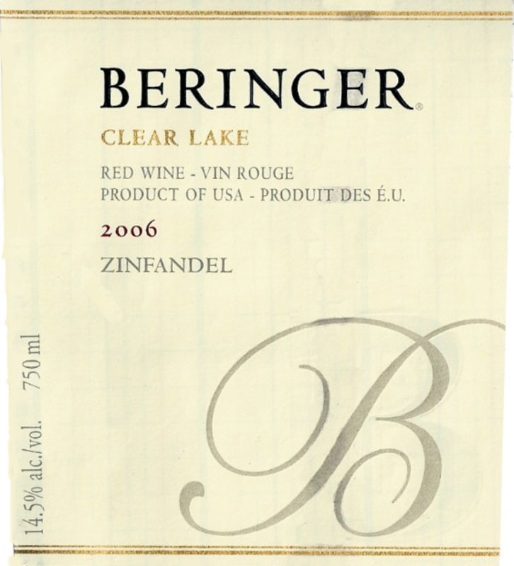 Beringer Clear Lake Zinfandel 2006 Front Label