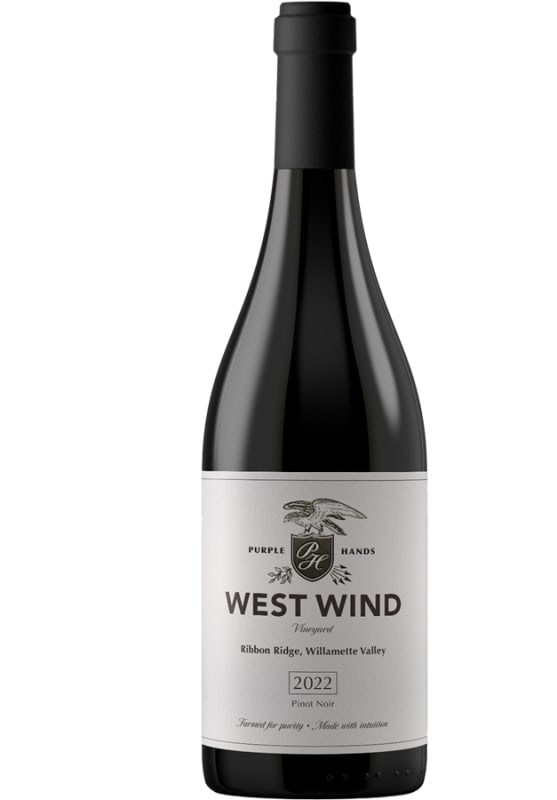 Purple Hands West Wind Vineyard Pinot Noir 2022 Front Bottle Shot