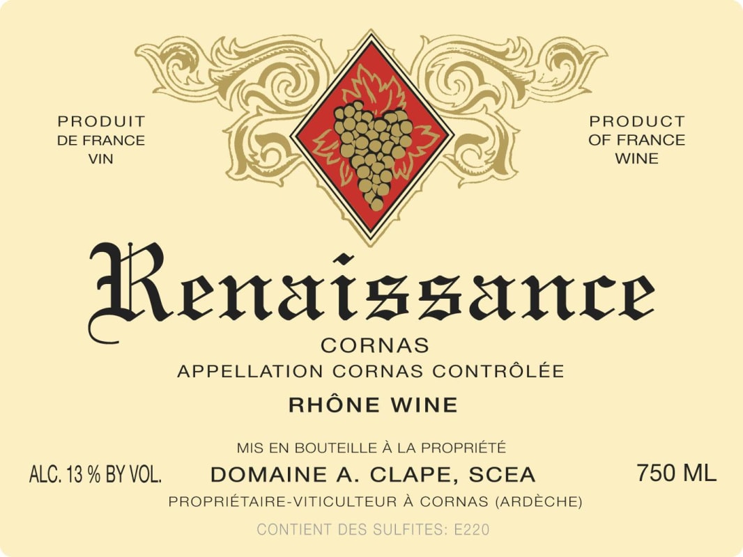 Auguste Clape Cornas Cuvee Renaissance 2020 Front Label