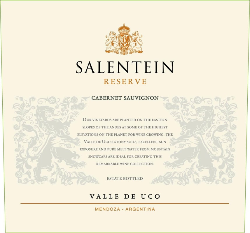 Salentein Reserve Cabernet Sauvignon 2015 Front Label