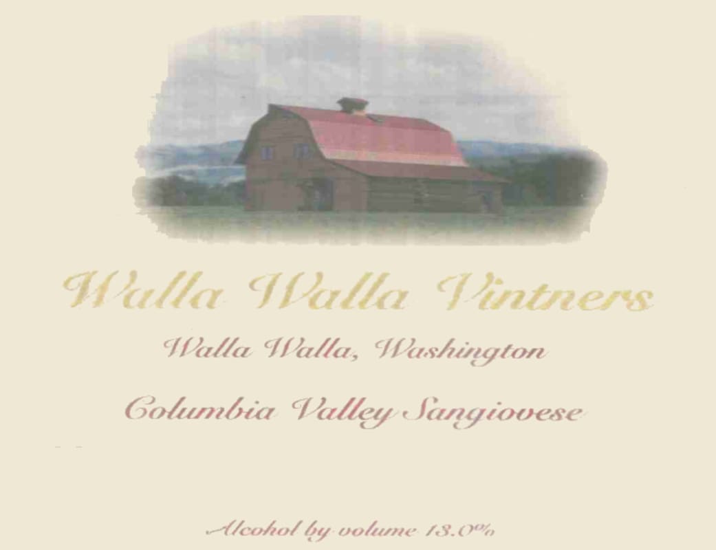 Walla Walla Vintners Sangiovese 2009 Front Label