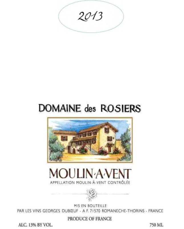 Duboeuf Moulin-a-Vent Domaine des Rosiers 2013 Front Label