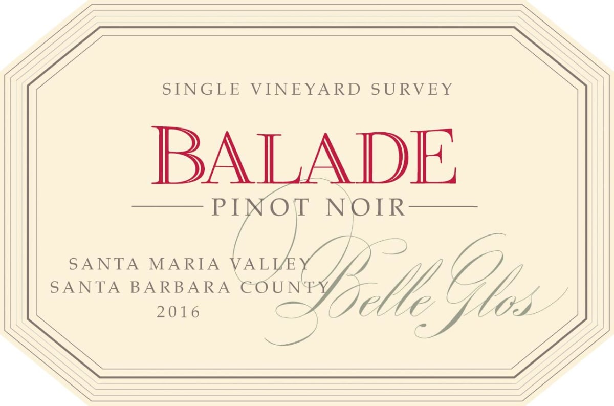 Belle Glos Balade Pinot Noir 2016 Front Label