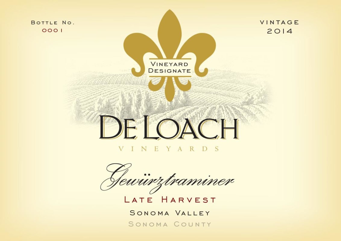 DeLoach Late Harvest Gewurztraminer 2014 Front Label