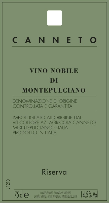 Canneto Vino Nobile di Montepulciano Riserva 2014 Front Label