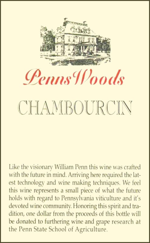 Penns Woods Winery Chambourcin 2012 Front Label