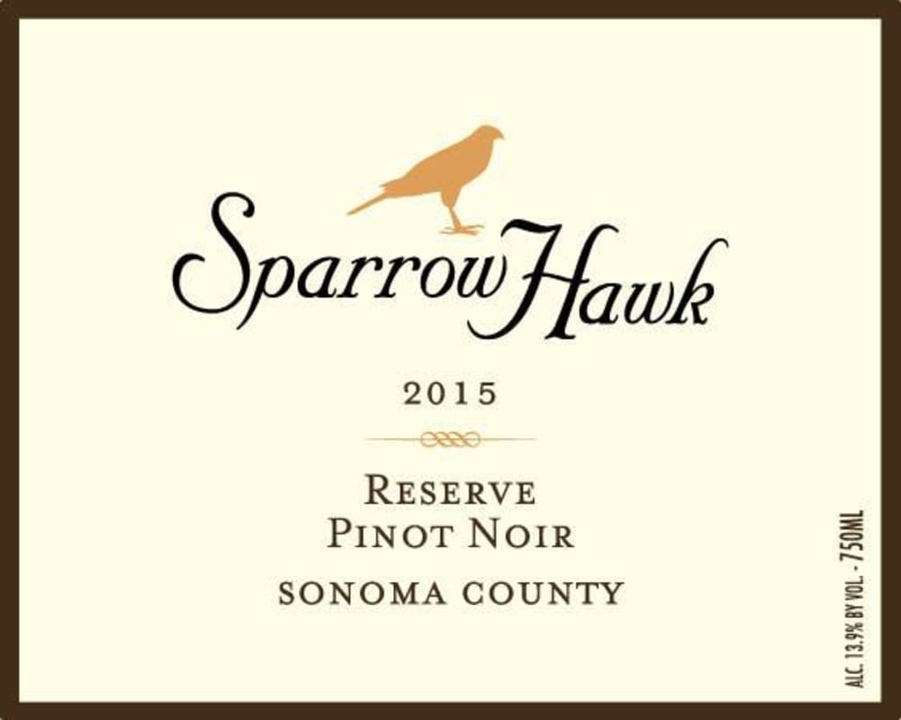 Sparrow Hawk Reserve Pinot Noir 2015 Front Label