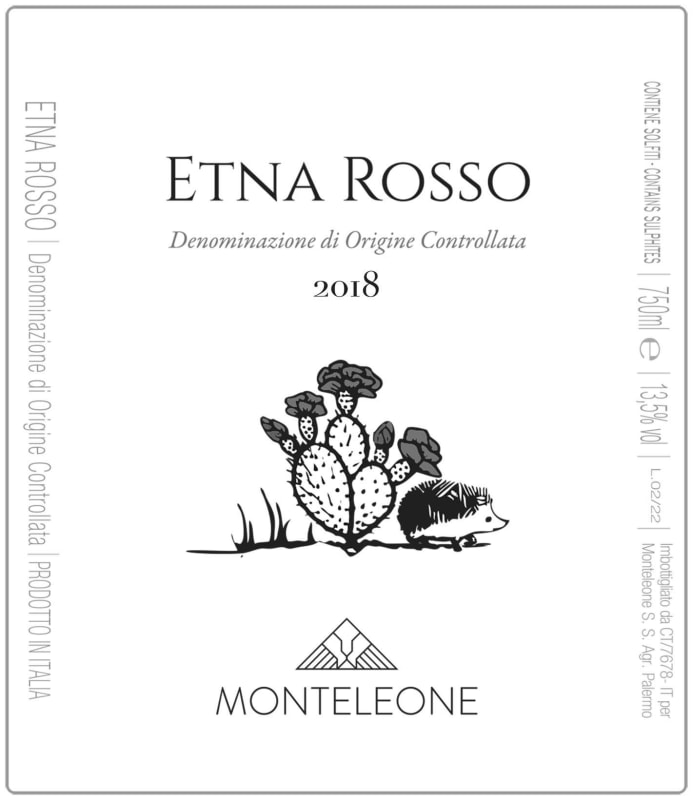 Monteleone Etna Rosso 2018 Front Label