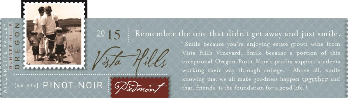Vista Hills Piedmont Pinot Noir 2015 Front Label