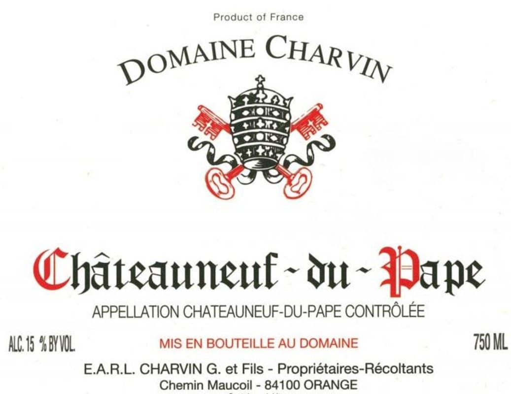 Domaine Charvin Chateauneuf-du-Pape 2015 Front Label