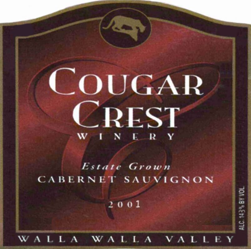 Cougar Crest Cabernet Sauvignon 2001 Front Label