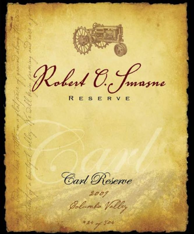 Smasne Cellars Carl's Reserve 2009 Front Label