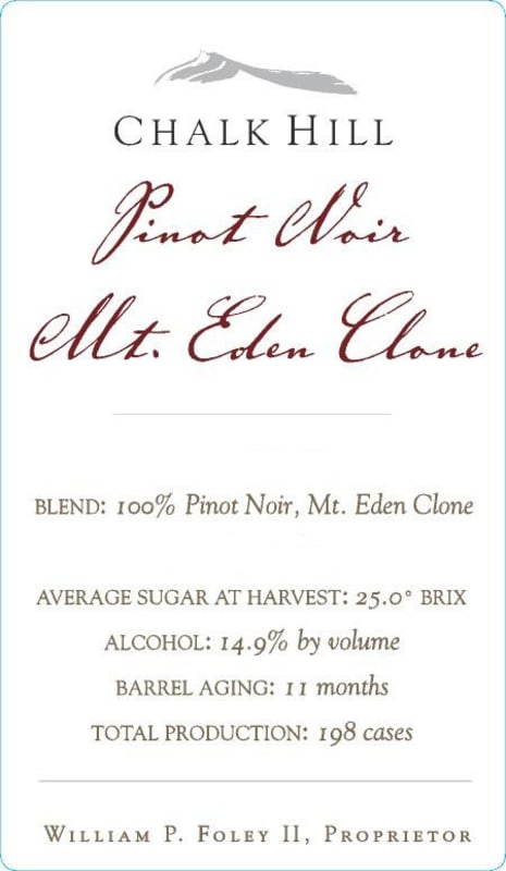 Chalk Hill Mt. Eden Clone Pinot Noir 2015 Front Label
