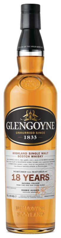 Glengoyne 18 Year Single Malt Scotch Whisky Front Bottle Shot