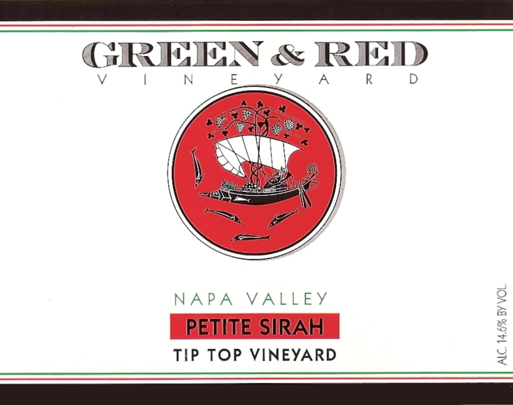 Green & Red Tip Top Vineyard Petite Sirah 2014 Front Label