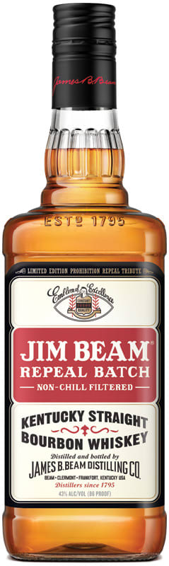 Jim Beam Repeal Batch Kentucky Straight Bourbon Whiskey Front Bottle Shot