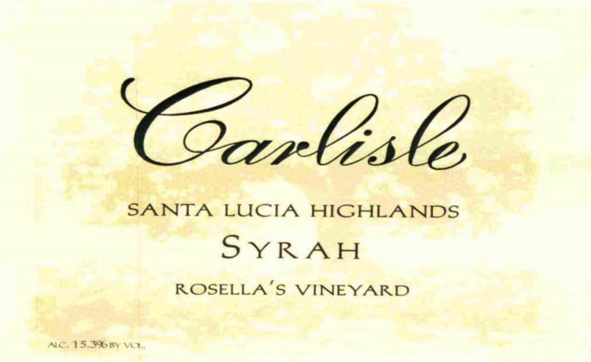 Carlisle Santa Lucia Highlands Rosella's Vineyard Syrah 2010 Front Label