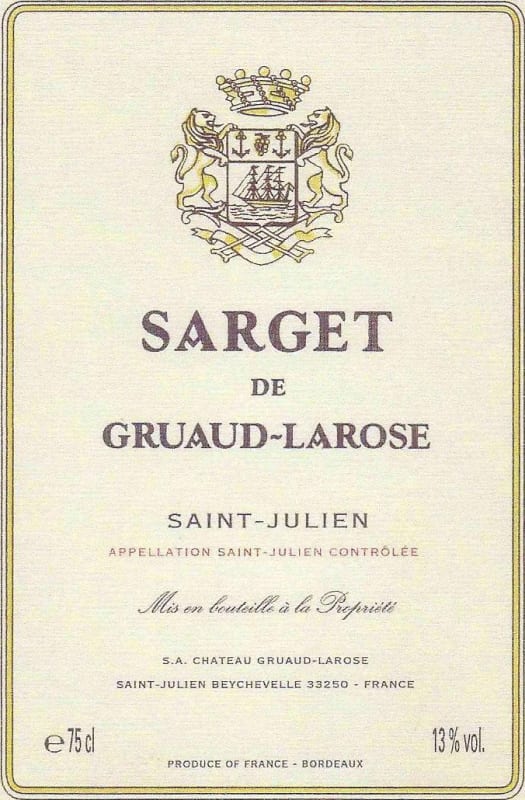 Chateau Gruaud Larose Sarget de Gruard-Larose 2003 Front Label