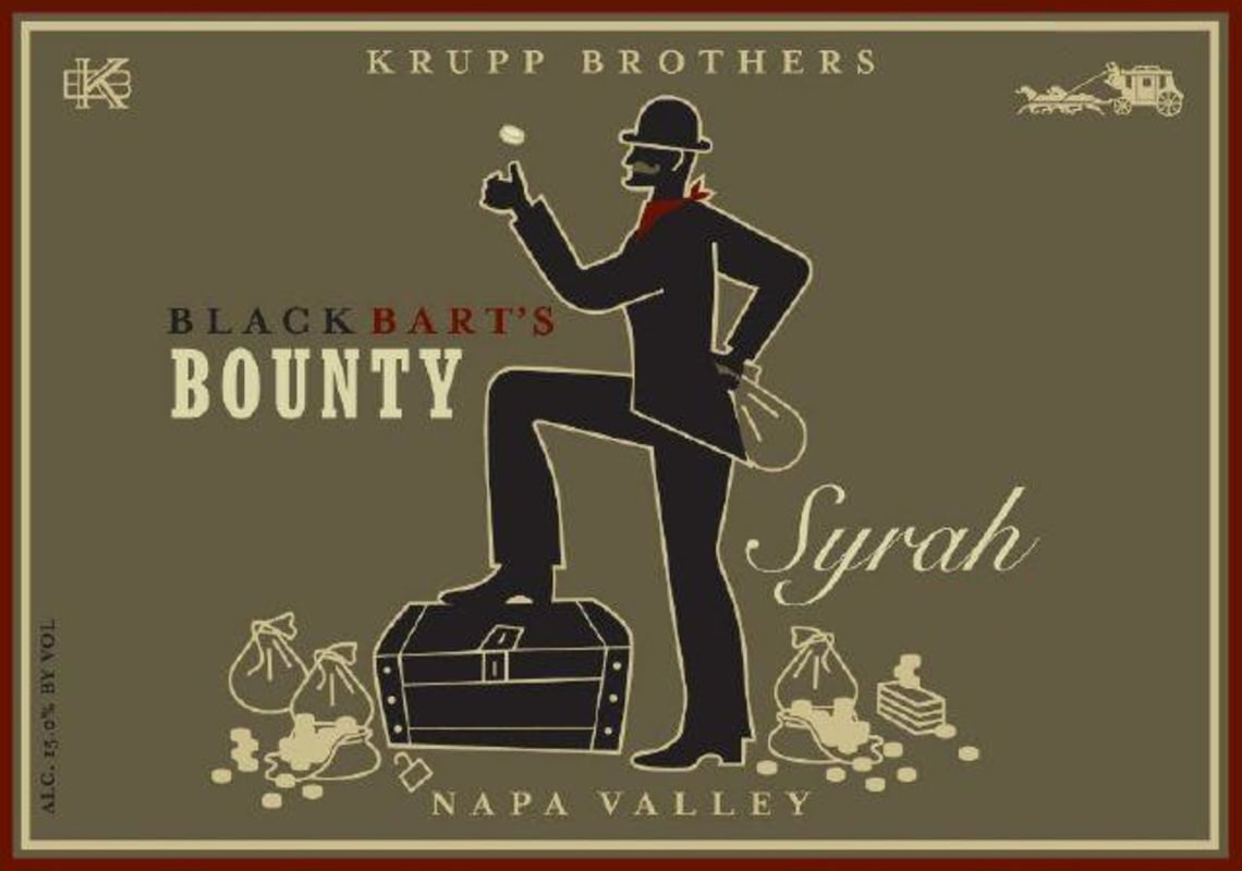 Krupp Brothers Estates Black Bart Napa Valley Syrah 2017 Front Label