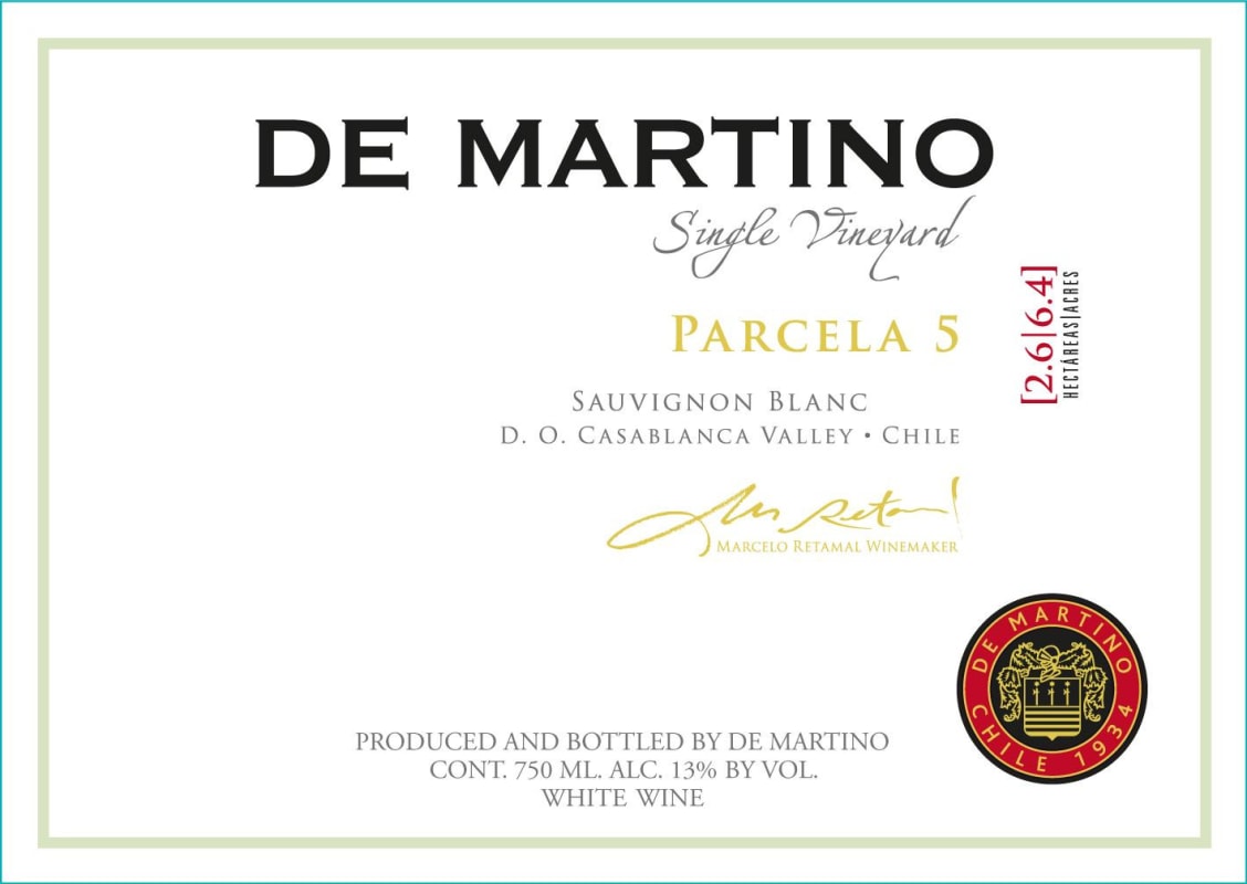 De Martino Single Vineyard Parcela 5 Sauvignon Blanc 2014 Front Label
