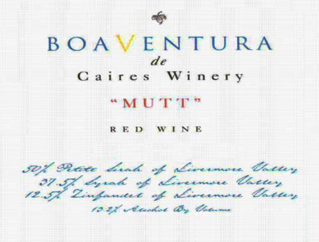 BoaVentura Vineyard Mutt Red 2013 Front Label