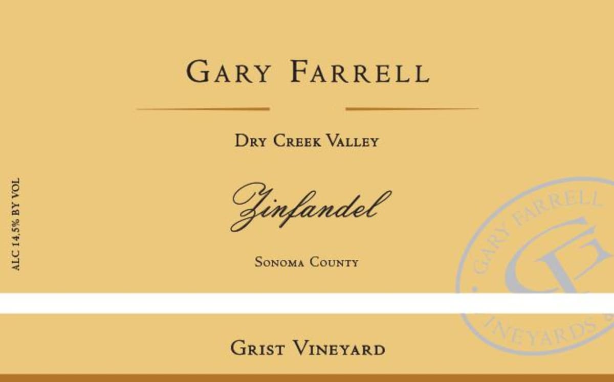 Gary Farrell Grist Vineyard Zinfandel 2013 Front Label
