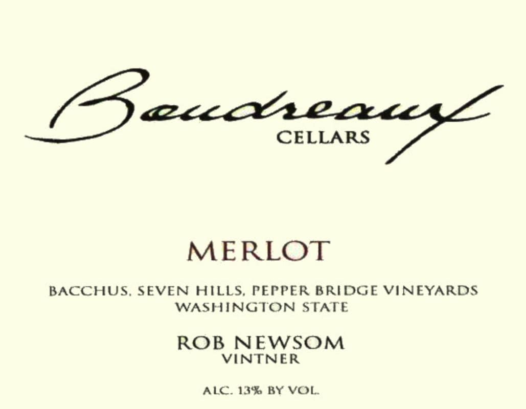 Boudreaux Cellars Merlot 2007 Front Label