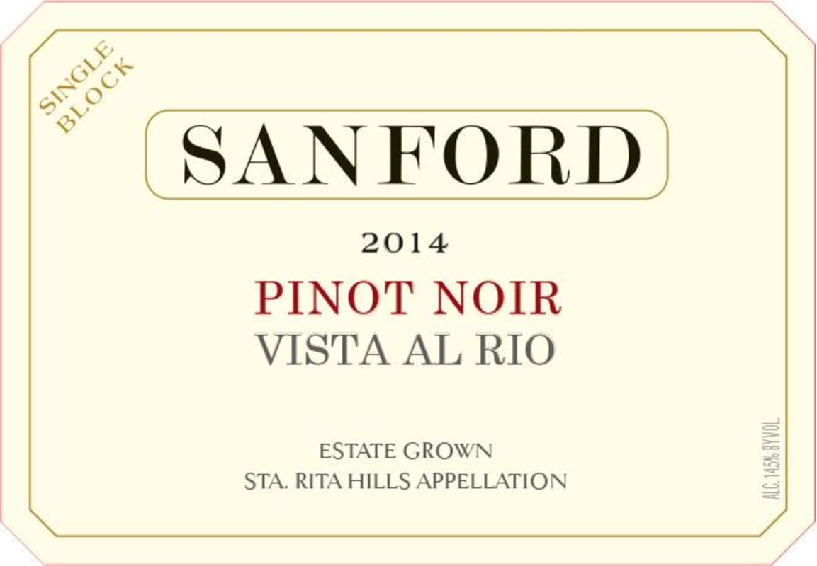 Sanford Vista Al Rio Pinot Noir 2014 Front Label