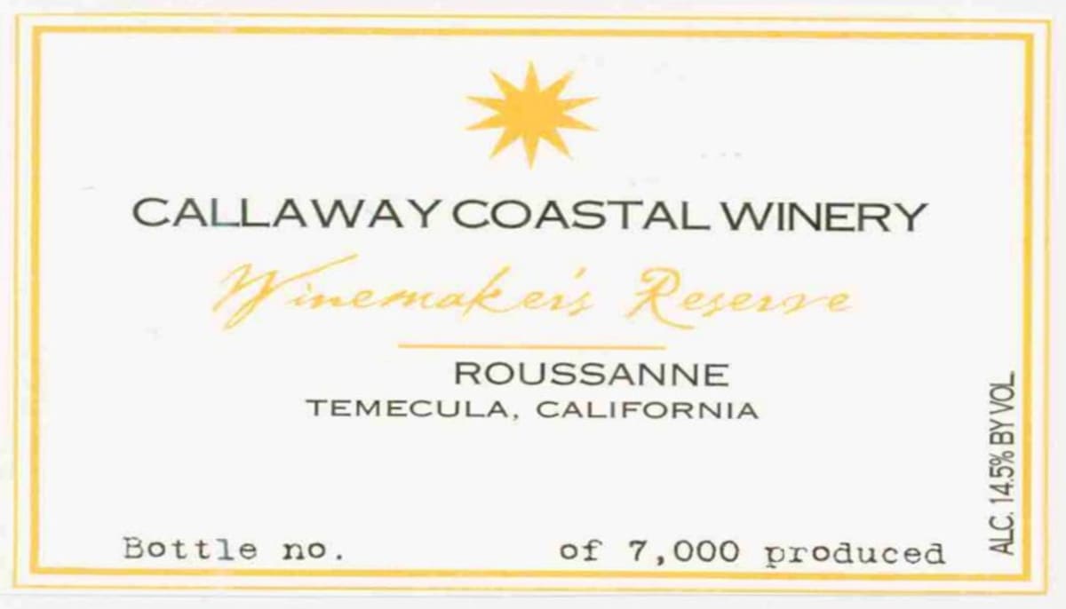 Callaway Winemaker's Reserve Roussanne 2005 Front Label