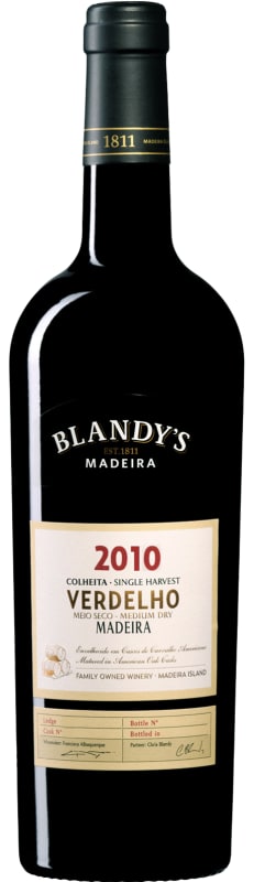Blandy's Verdelho Colheita Single Harvest Medium Dry Madeira 2010 Front Bottle Shot