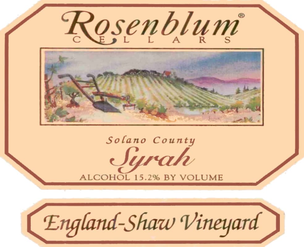 Rosenblum Cellars England Shaw Vineyard Syrah 2002 Front Label