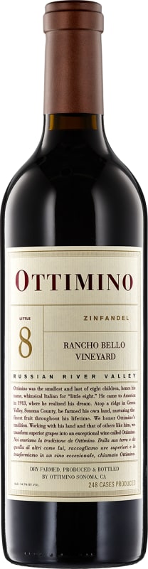 Ottimino Rancho Bello Vineyard Zinfandel 2014 Front Bottle Shot