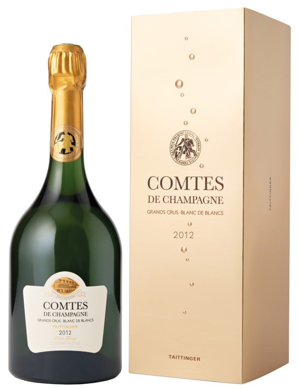 Taittinger Comtes de Champagne Blanc de Blancs with Gift Box 2012 Front Bottle Shot