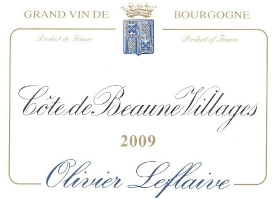 Olivier Leflaive Cote de Beaune Villages Rouge Pinot Noir 2009 Front Label