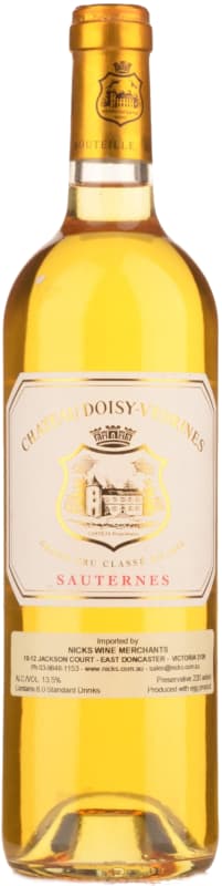Chateau Doisy Vedrines Sauternes (375ML half-bottle) 2018 Front Bottle Shot