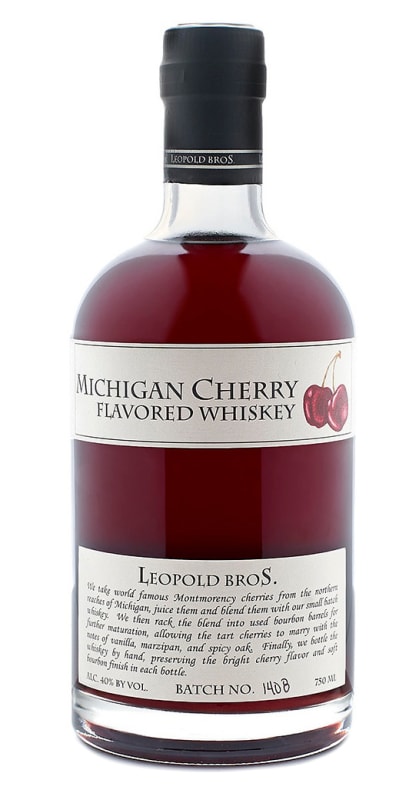 Leopold Bros. Michigan Cherry Flavored Whiskey Front Bottle Shot