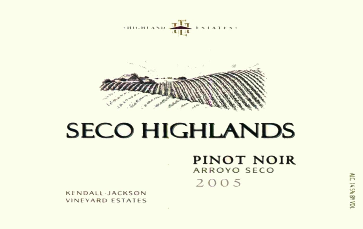 Kendall-Jackson Seco Highlands Pinot Noir 2005 Front Label